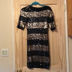 BCBGMAXAZRI Striped Sequin Dress